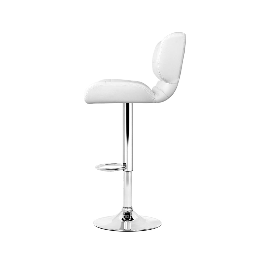 Artiss Set of 4 PU Leather Gas Lift Bar Stools - White and Chrome-3