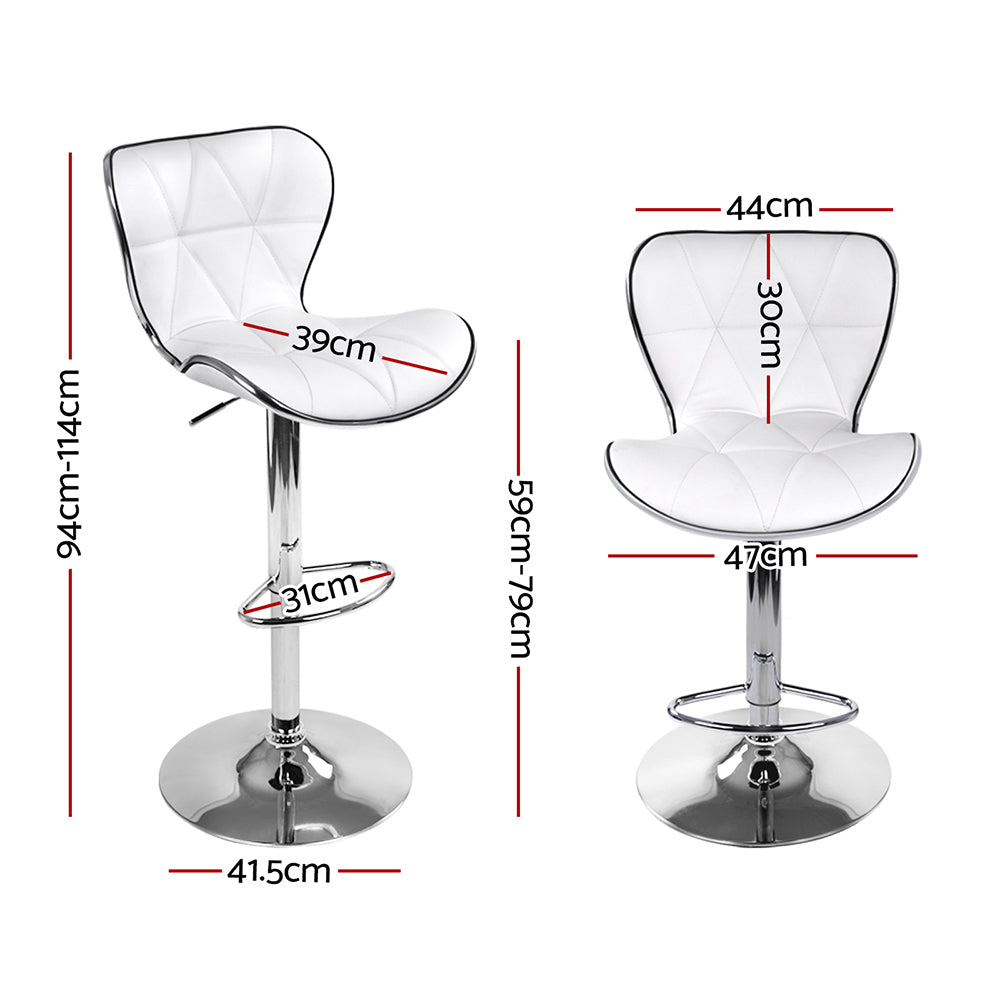 Artiss Set of 4 PU Leather Patterned Bar Stools - White and Chrome-1