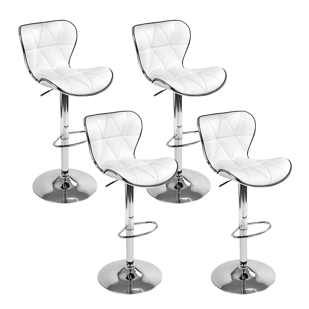 Artiss Set of 4 PU Leather Patterned Bar Stools - White and Chrome-0