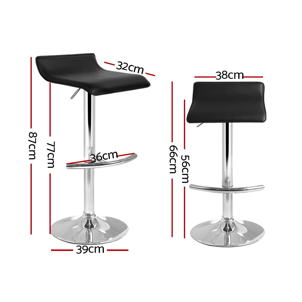 Artiss Set of 4 PU Leather Wave Style Bar Stools - Black-1