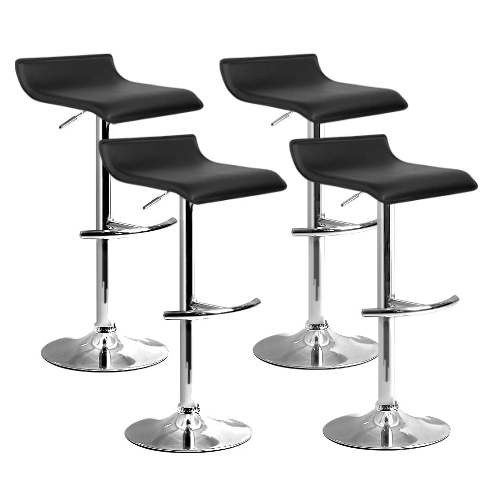 Artiss Set of 4 PU Leather Wave Style Bar Stools - Black-0