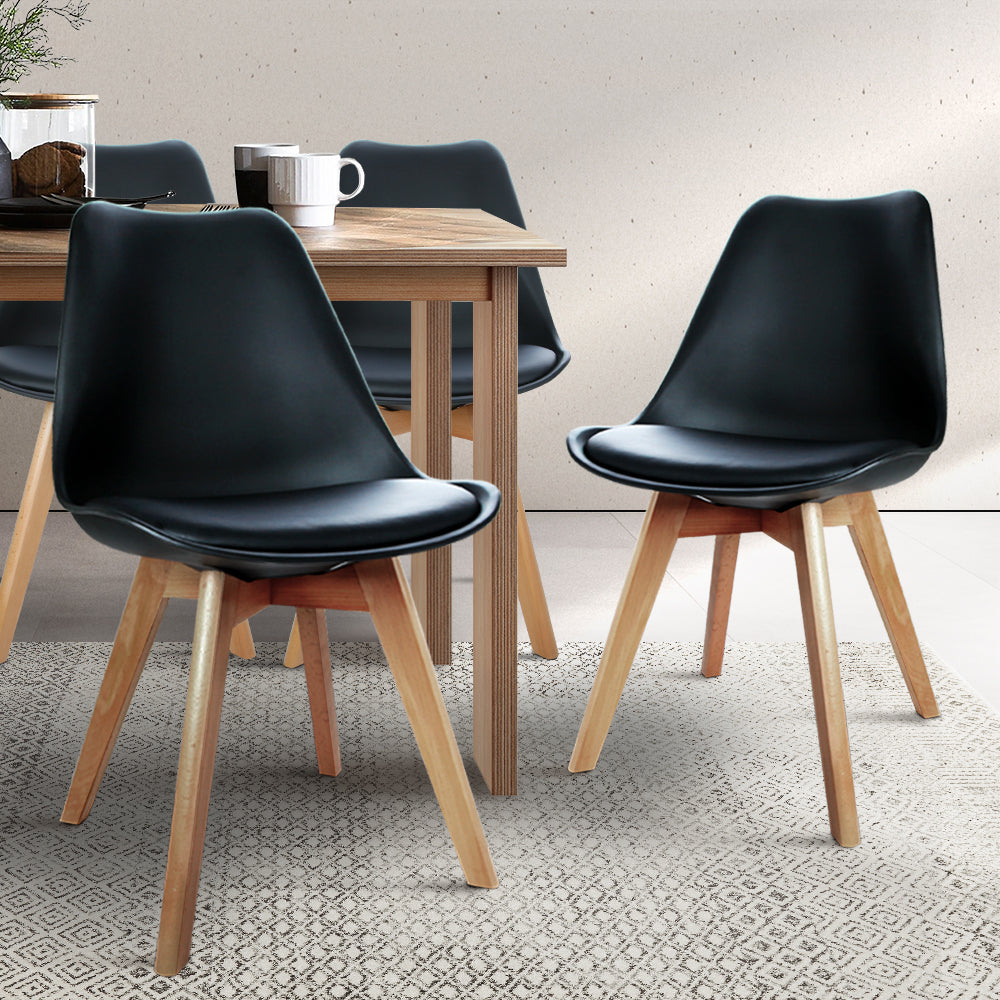 Artiss Set of 4 Padded Dining Chair - Black-7