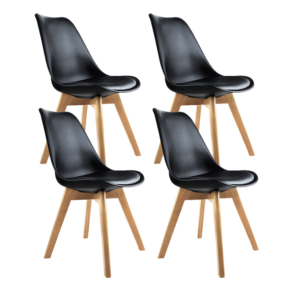 Artiss Set of 4 Padded Dining Chair - Black-0