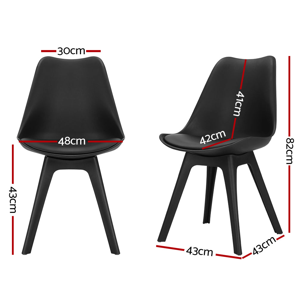 Artiss Set of 4 Retro Padded Dining Chair - Black-1