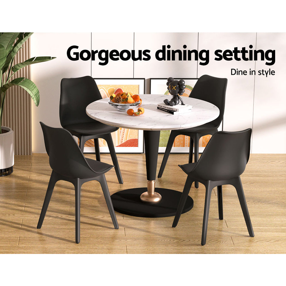 Artiss Set of 4 Retro Padded Dining Chair - Black-6