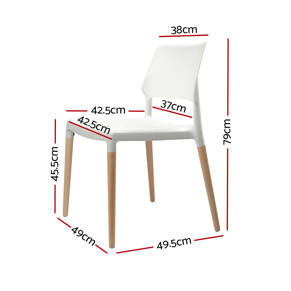 Artiss Set of 4 Wooden Stackable Dining Chairs - White-1