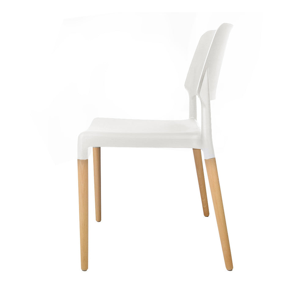 Artiss Set of 4 Wooden Stackable Dining Chairs - White-3