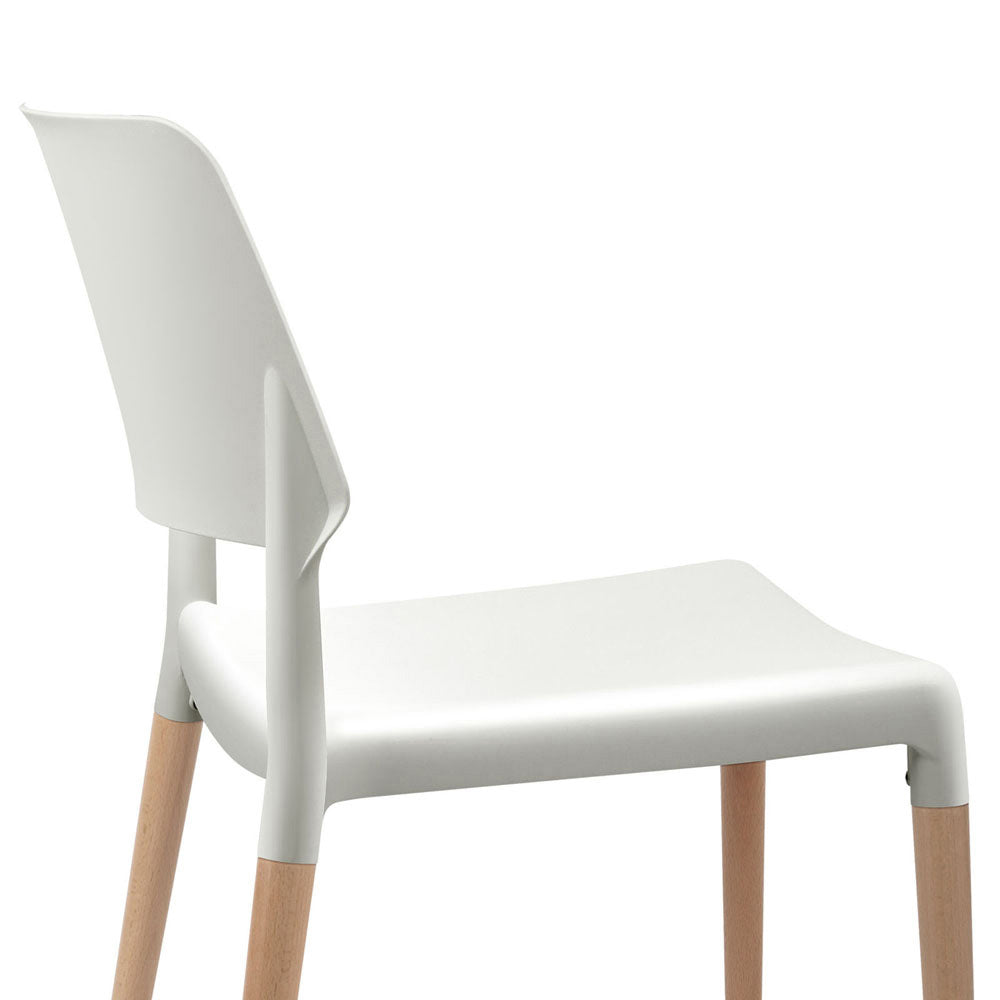 Artiss Set of 4 Wooden Stackable Dining Chairs - White-4