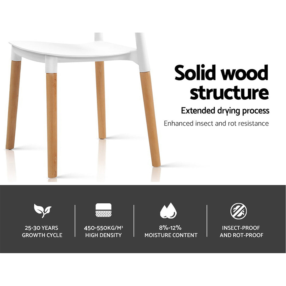 Artiss Set of 4 Wooden Stackable Dining Chairs - White-5