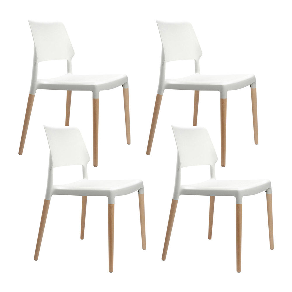 Artiss Set of 4 Wooden Stackable Dining Chairs - White-0