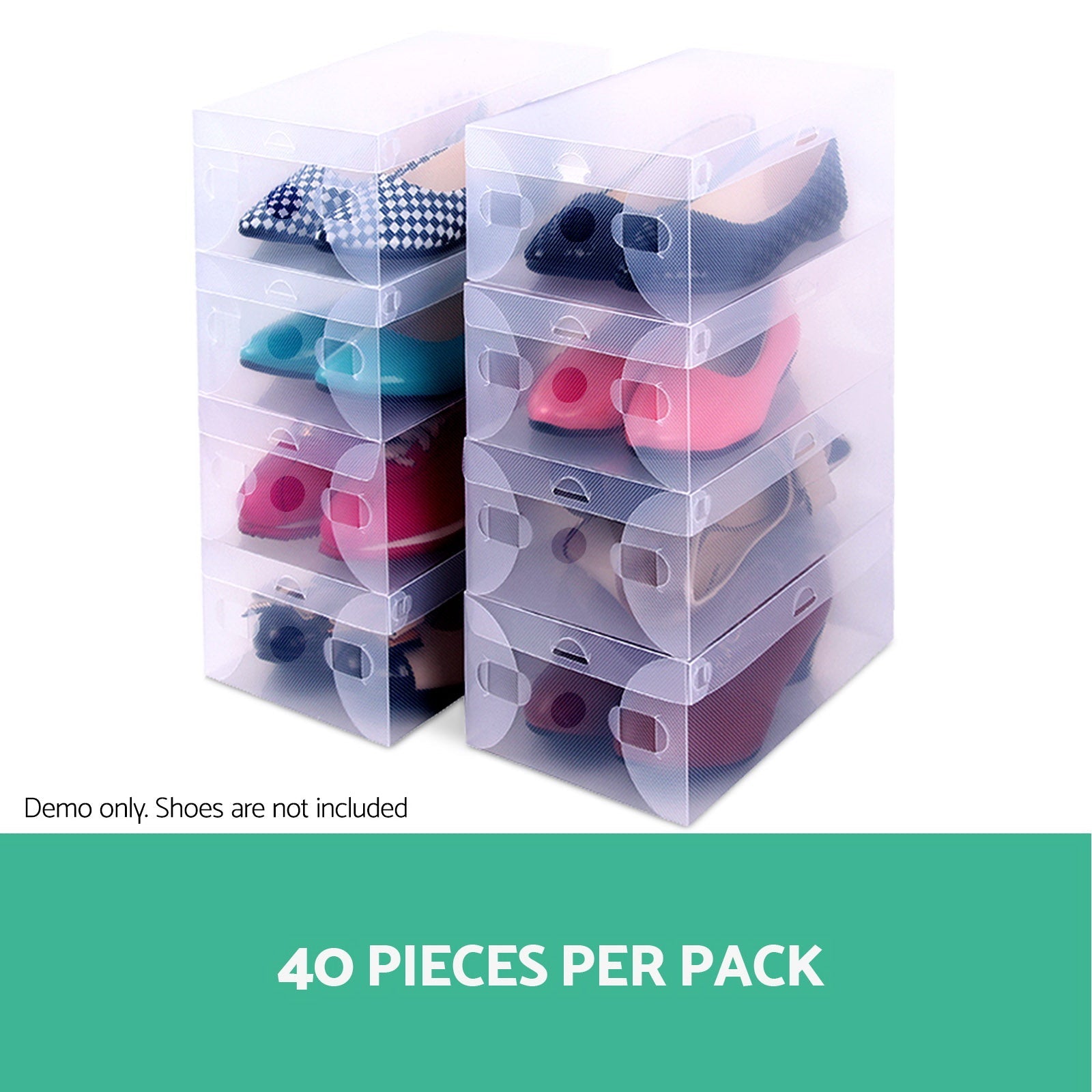 Artiss Set of 40 Clear Shoe Box Transparent Foldable Shoe Storage Stackable Case-3