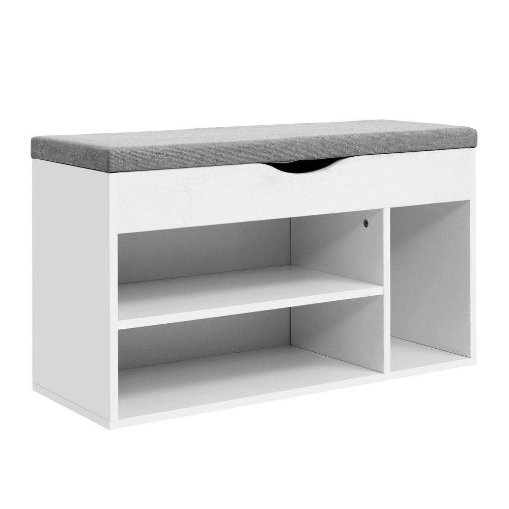 Artiss Shoe Cabinet Bench Shoes Organiser Storage Rack Shelf White Cupboard Box-0