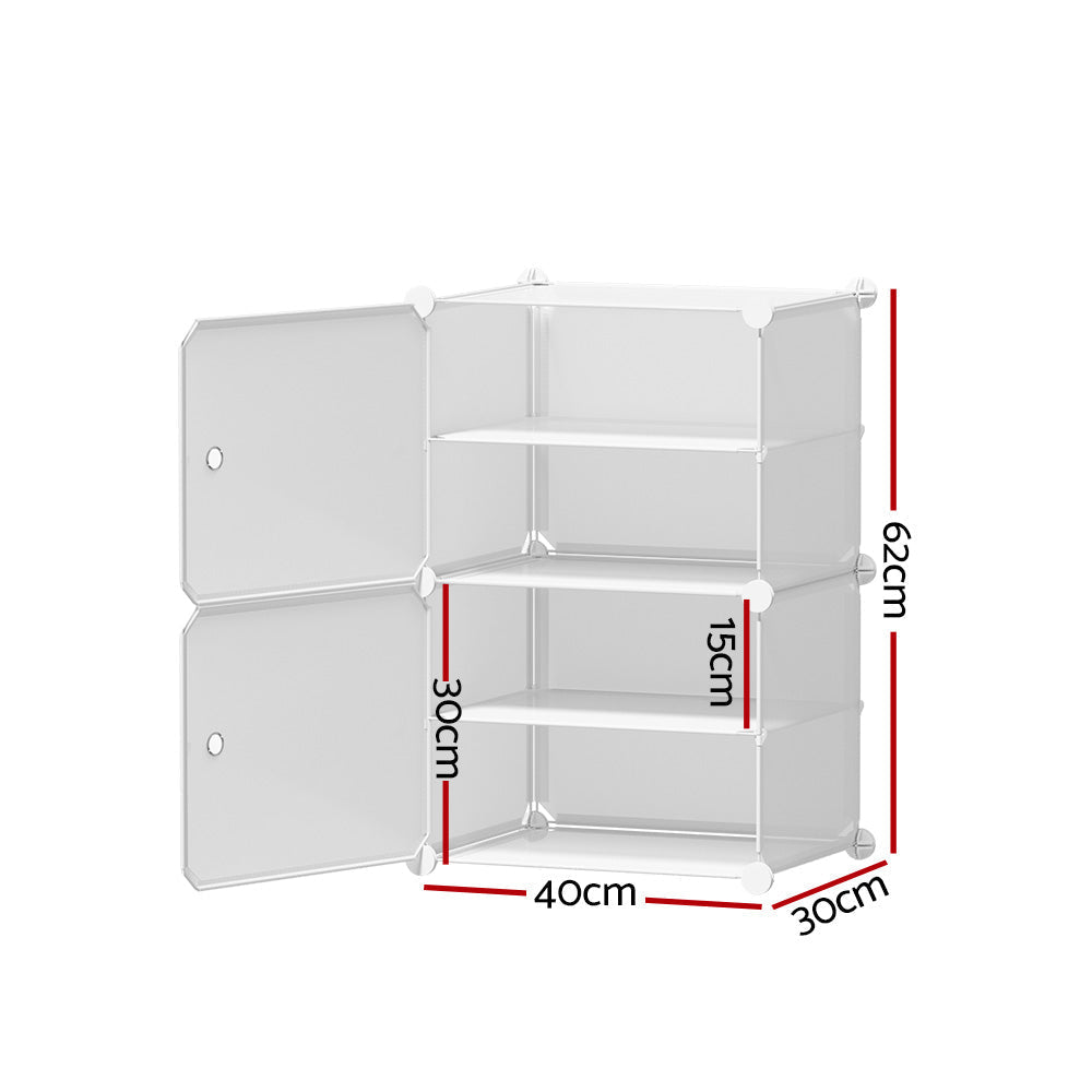 Artiss Shoe Cabinet DIY Shoe Box White Storage Cube Portable Organiser Stand-1