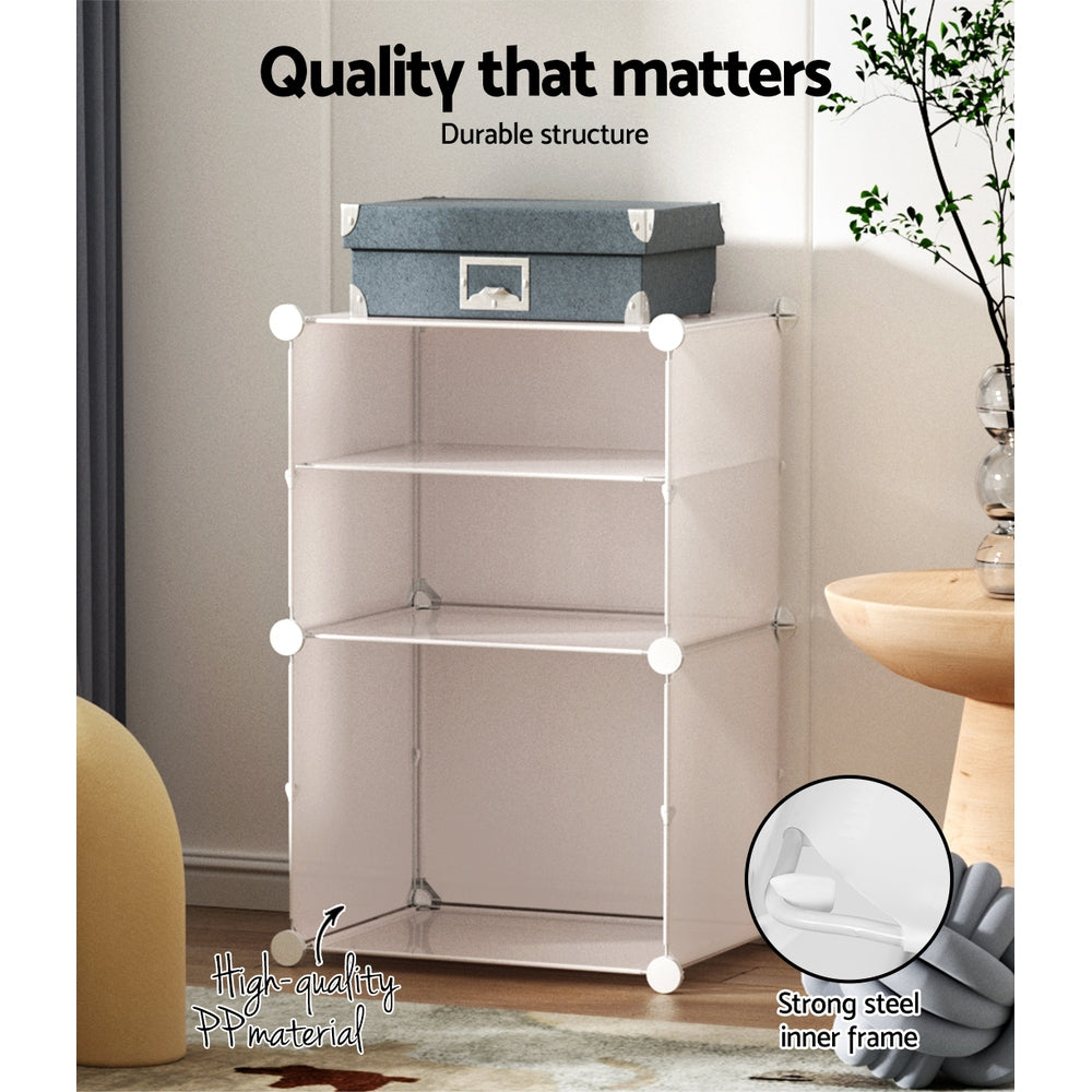 Artiss Shoe Cabinet DIY Shoe Box White Storage Cube Portable Organiser Stand-3