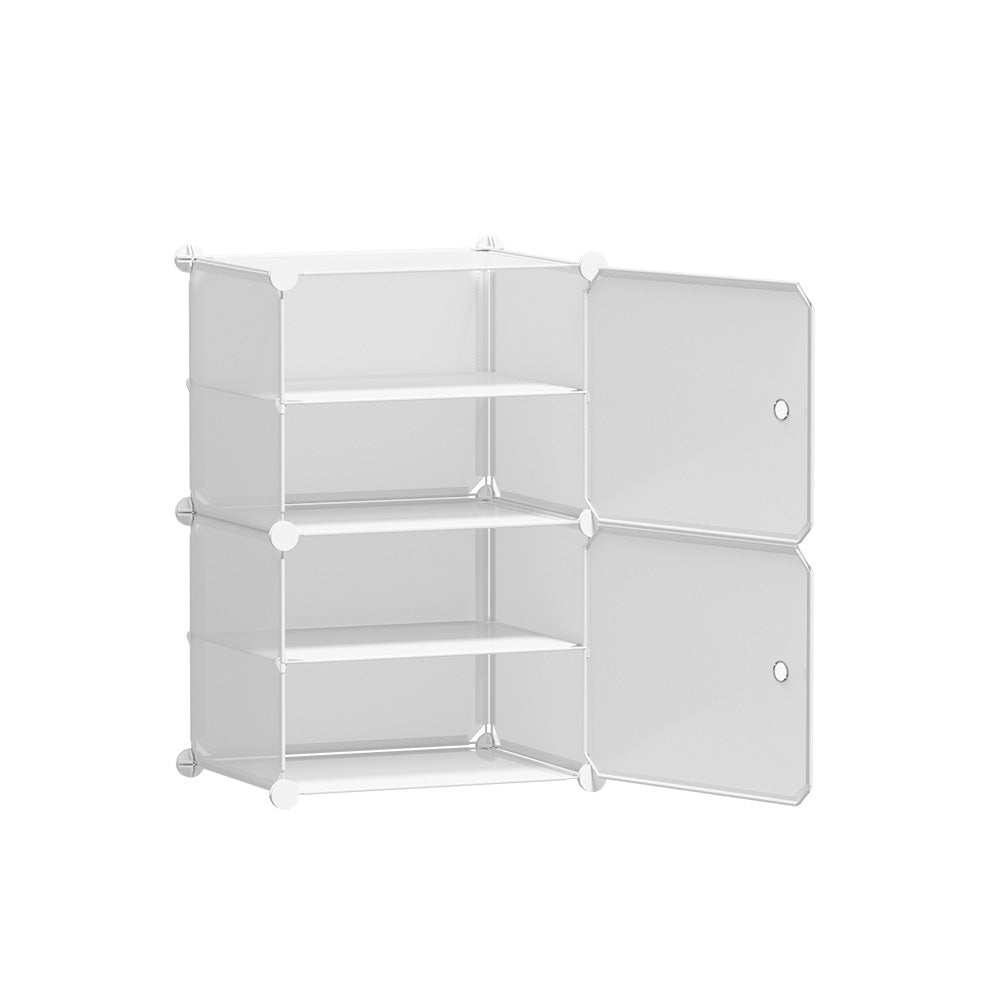 Artiss Shoe Cabinet DIY Shoe Box White Storage Cube Portable Organiser Stand-0