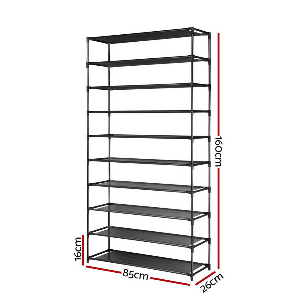 Artiss Shoe Rack 10-Tier (50 Pair) Shoes Organiser DIY Stackable Organizer Storage Shelf Stand Holder Portable Wardrobe Black-1