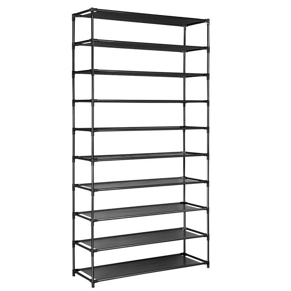 Artiss Shoe Rack 10-Tier (50 Pair) Shoes Organiser DIY Stackable Organizer Storage Shelf Stand Holder Portable Wardrobe Black-0