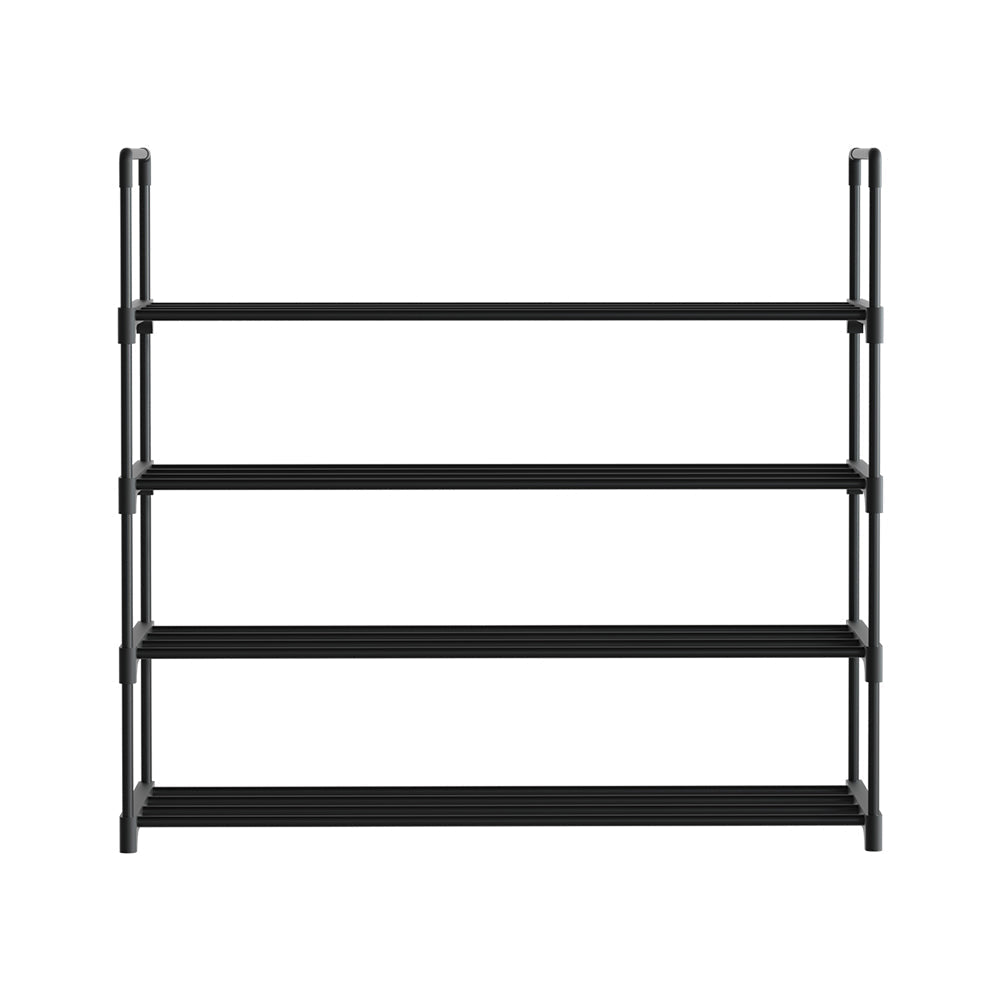 Artiss Shoe Rack Stackable 4 Tiers 80cm Shoes Shelves Storage Stand Black-2