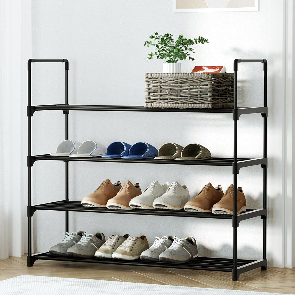 Artiss Shoe Rack Stackable 4 Tiers 80cm Shoes Shelves Storage Stand Black-7