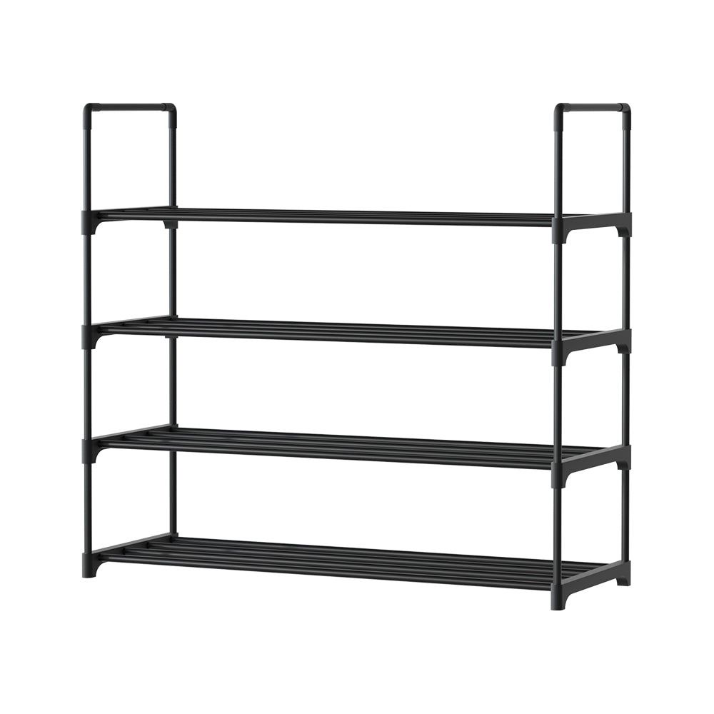 Artiss Shoe Rack Stackable 4 Tiers 80cm Shoes Shelves Storage Stand Black-0