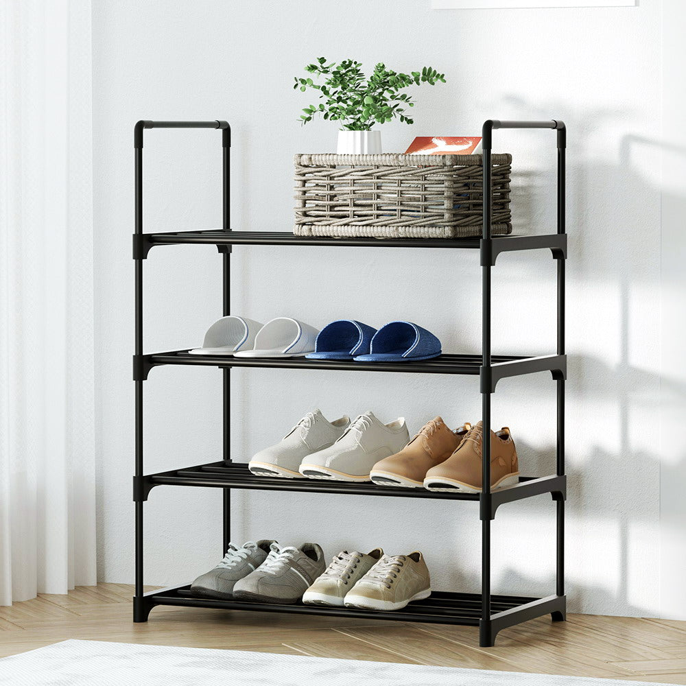 Artiss Shoe Rack Stackable Shelves 4 Tiers 55cm Shoes Storage Stand Black-7