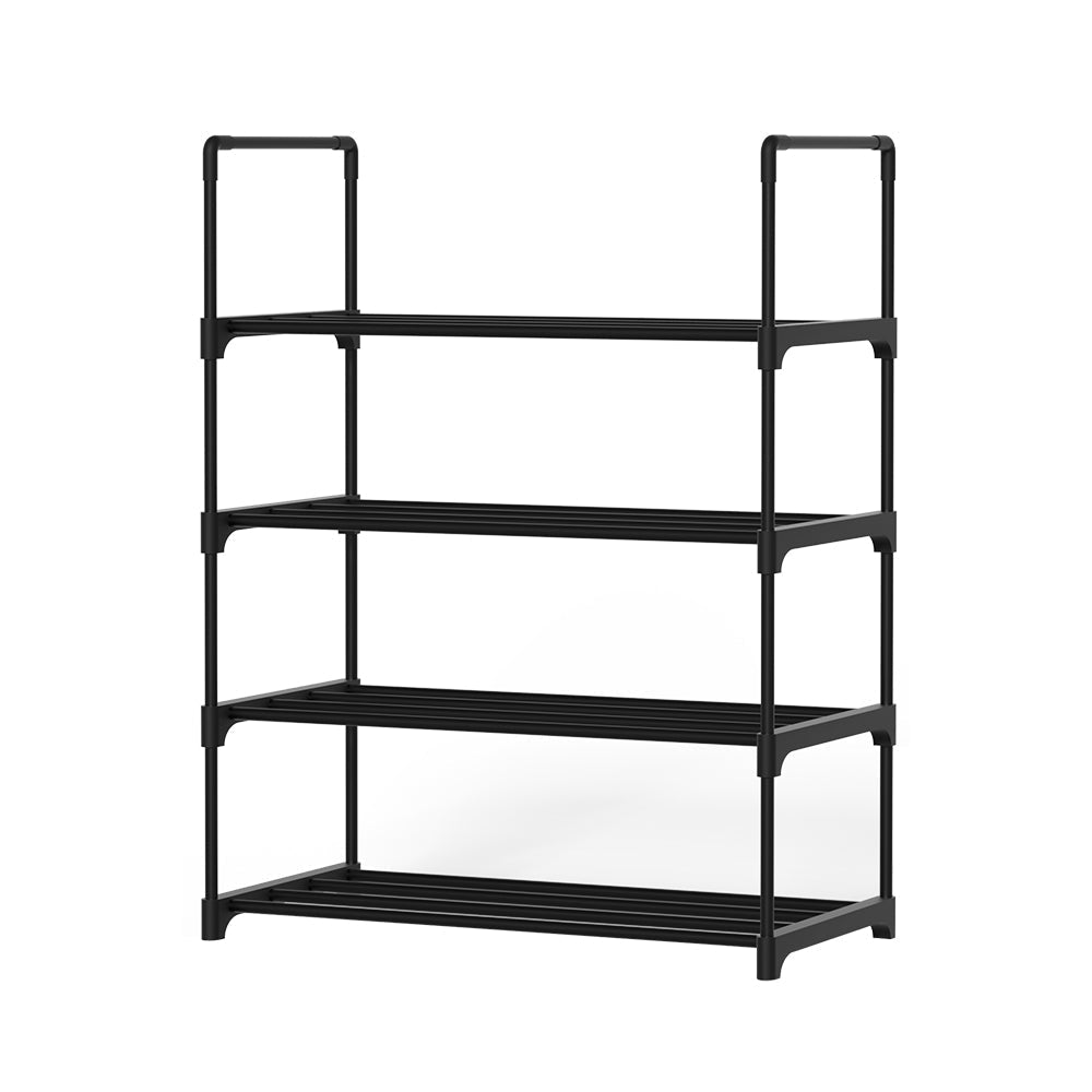 Artiss Shoe Rack Stackable Shelves 4 Tiers 55cm Shoes Storage Stand Black-0