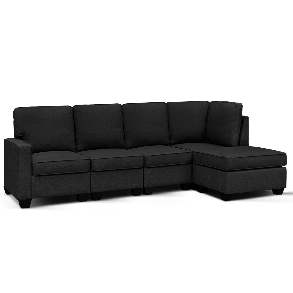 Artiss Sofa Lounge Set 5 Seater Modular Chaise Chair Suite Couch Dark Grey-0