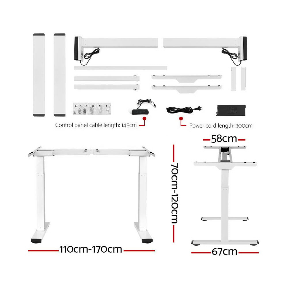 Artiss Standing Desk Electric Adjustable Sit Stand Desks White Brown 140cm-1