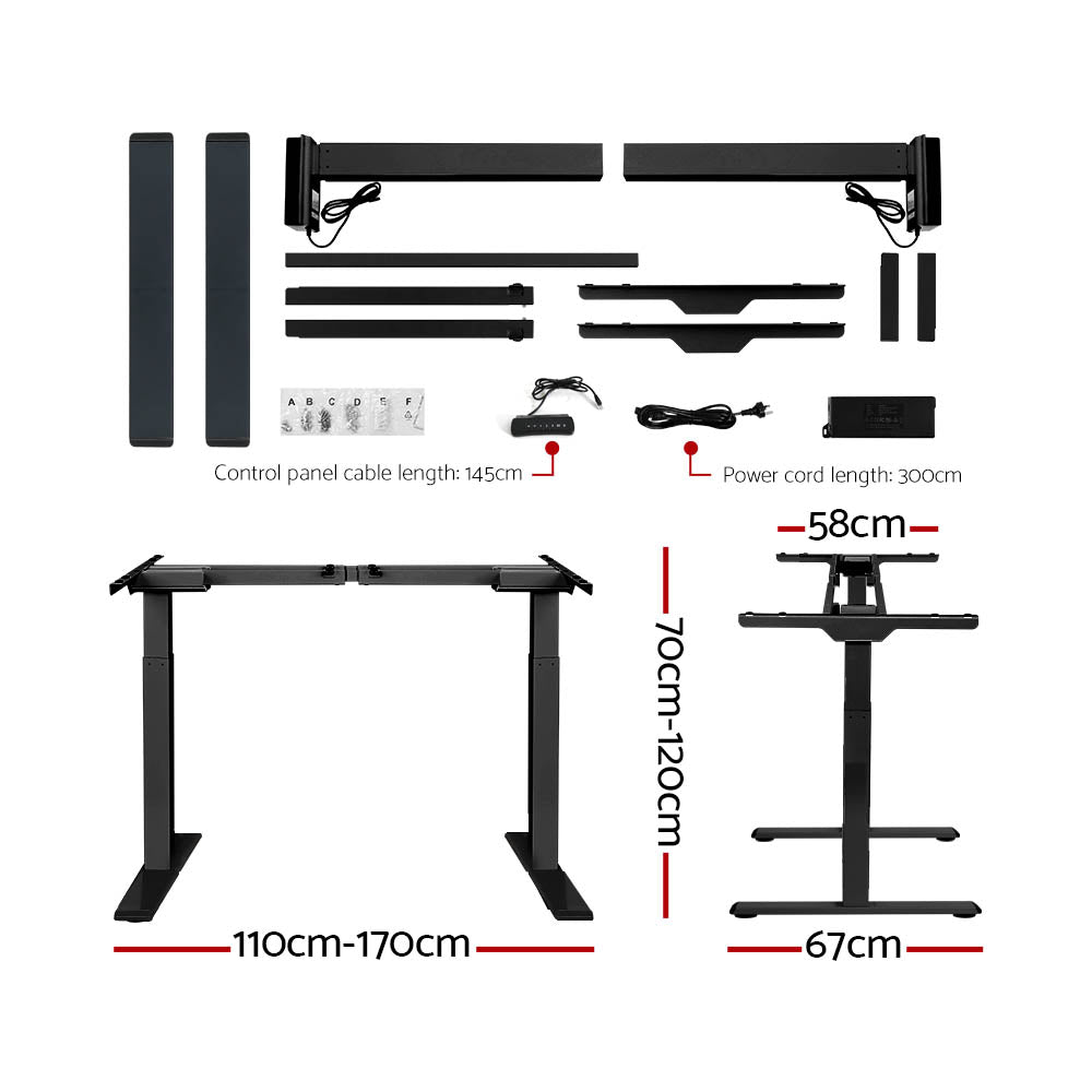 Artiss Standing Desk Electric Height Adjustable Sit Stand Desks Black Brown-1