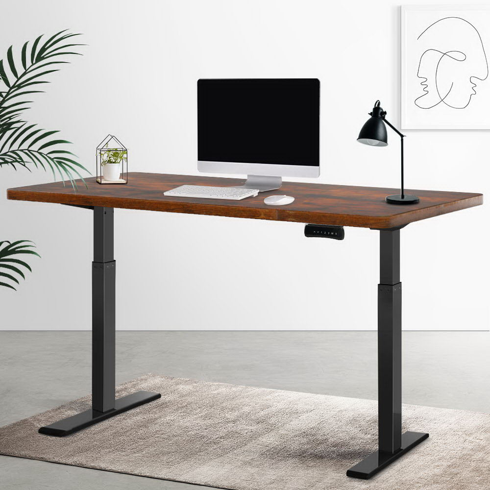 Artiss Standing Desk Electric Height Adjustable Sit Stand Desks Black Brown-7