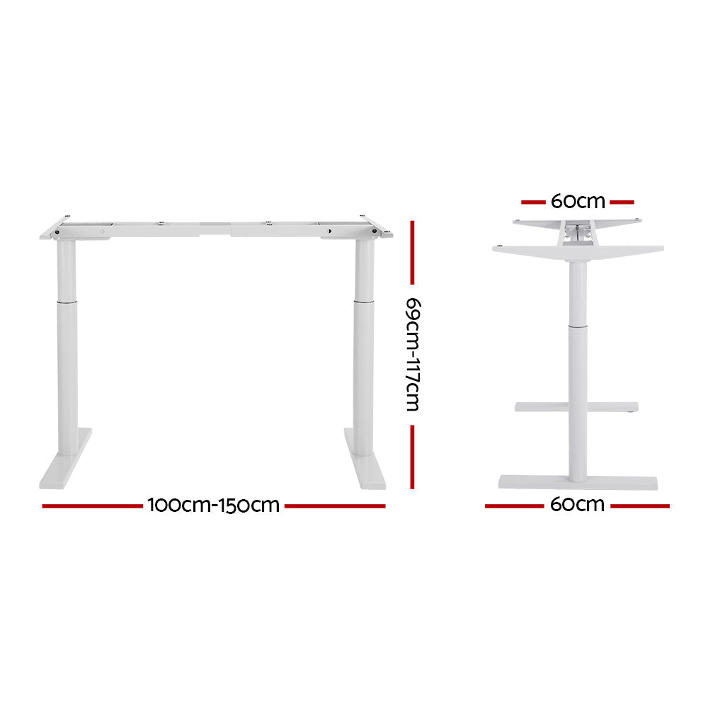 Artiss Standing Desk Sit Stand Motorised Adjustable Frame Only Dual Motor White-1