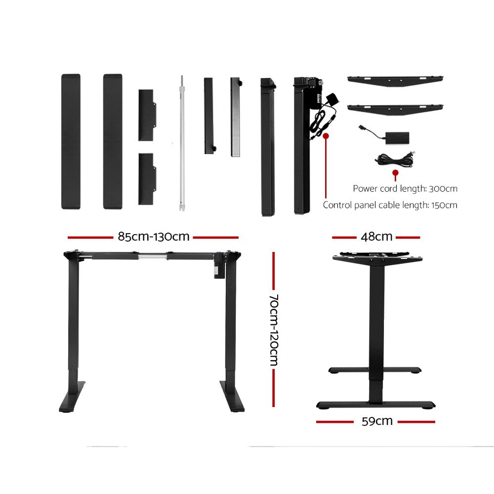 Artiss Standing Desk Sit Stand Motorised Height Adjustable Frame Only Black-1