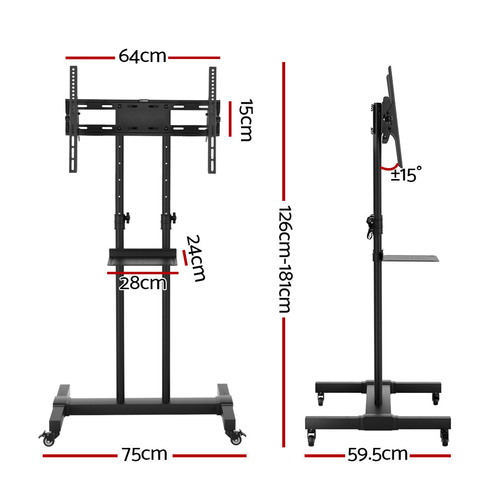 Artiss Steel Mobile TV Stand Cart Height-adjust up to 65" screens 40kg-1