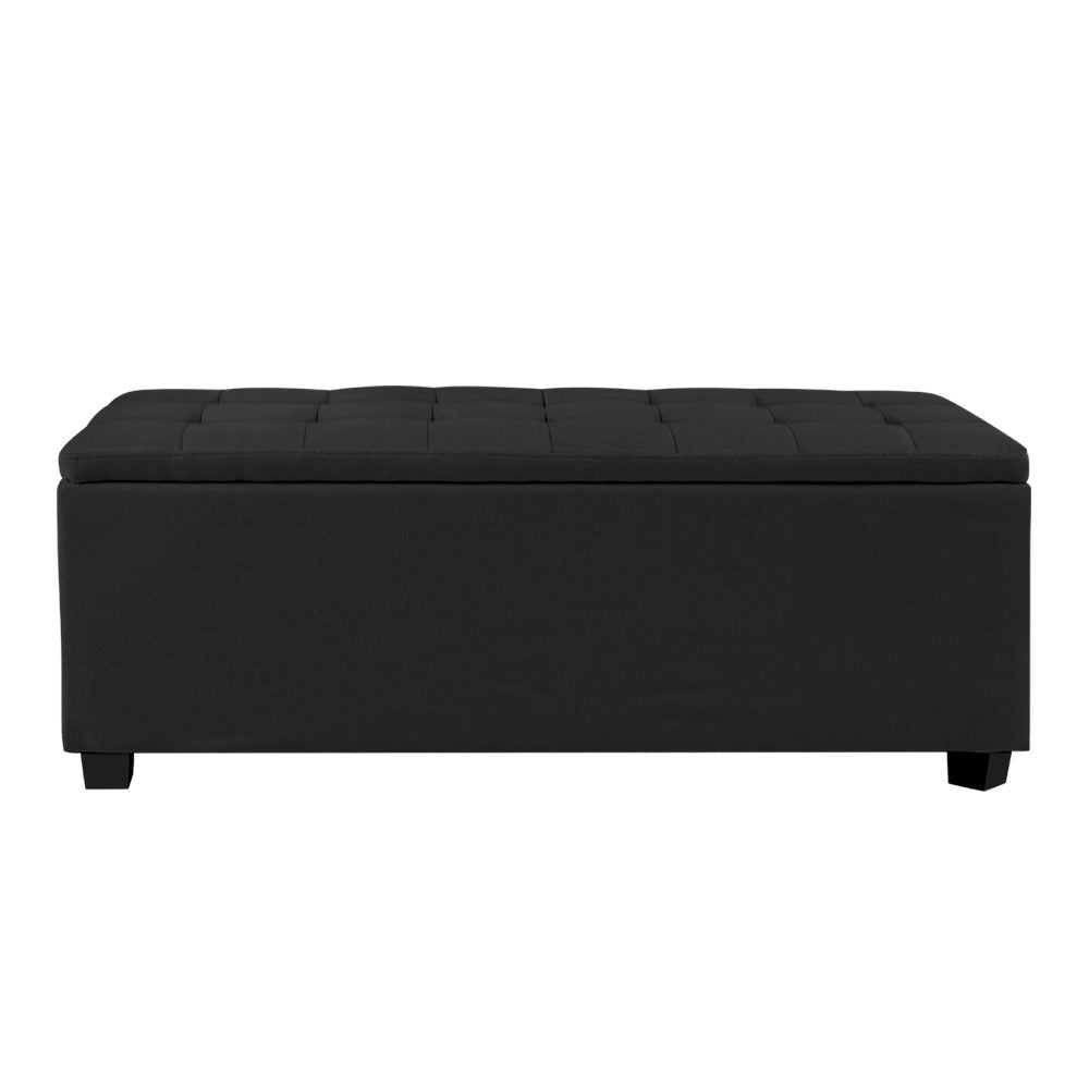 Artiss Storage Ottoman Blanket Box Black Fabric Footstool Chest Couch Seat Toy-2