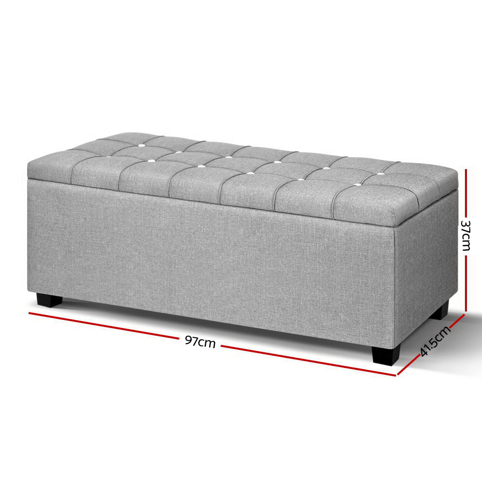 Artiss Storage Ottoman Footstool Blanket Box Foot Stool Bench Toy Seat Grey-1