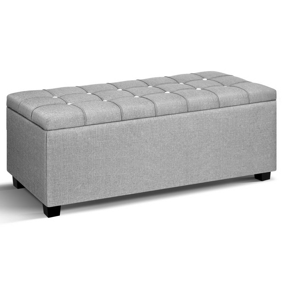 Artiss Storage Ottoman Footstool Blanket Box Foot Stool Bench Toy Seat Grey-0