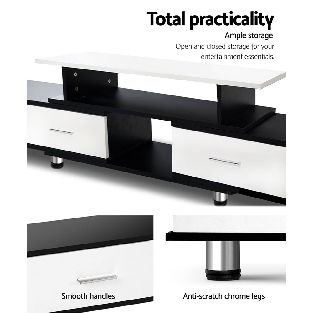 Artiss TV Cabinet Entertainment Unit Stand Wooden 160CM To 220CM Storage Drawers Black White-4
