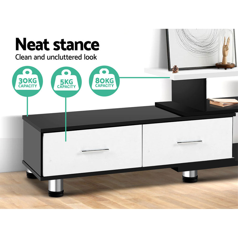 Artiss TV Cabinet Entertainment Unit Stand Wooden 160CM To 220CM Storage Drawers Black White-5