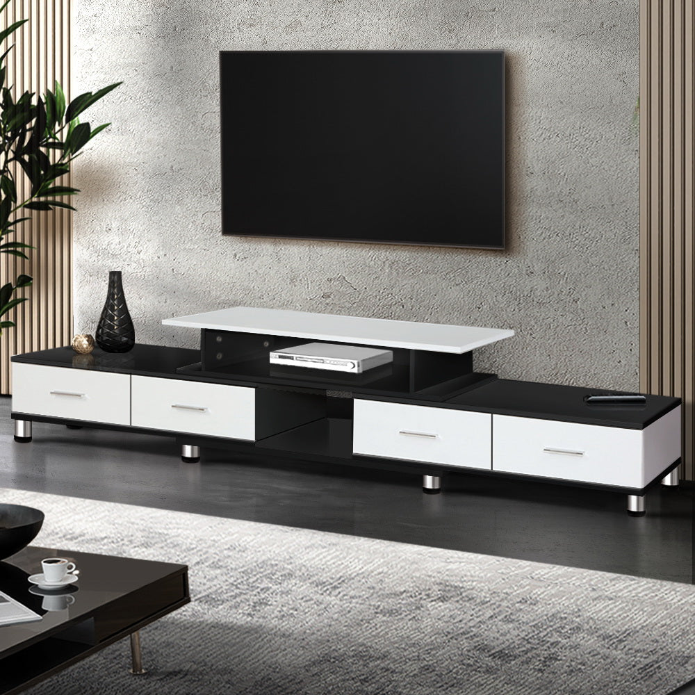 Artiss TV Cabinet Entertainment Unit Stand Wooden 160CM To 220CM Storage Drawers Black White-7