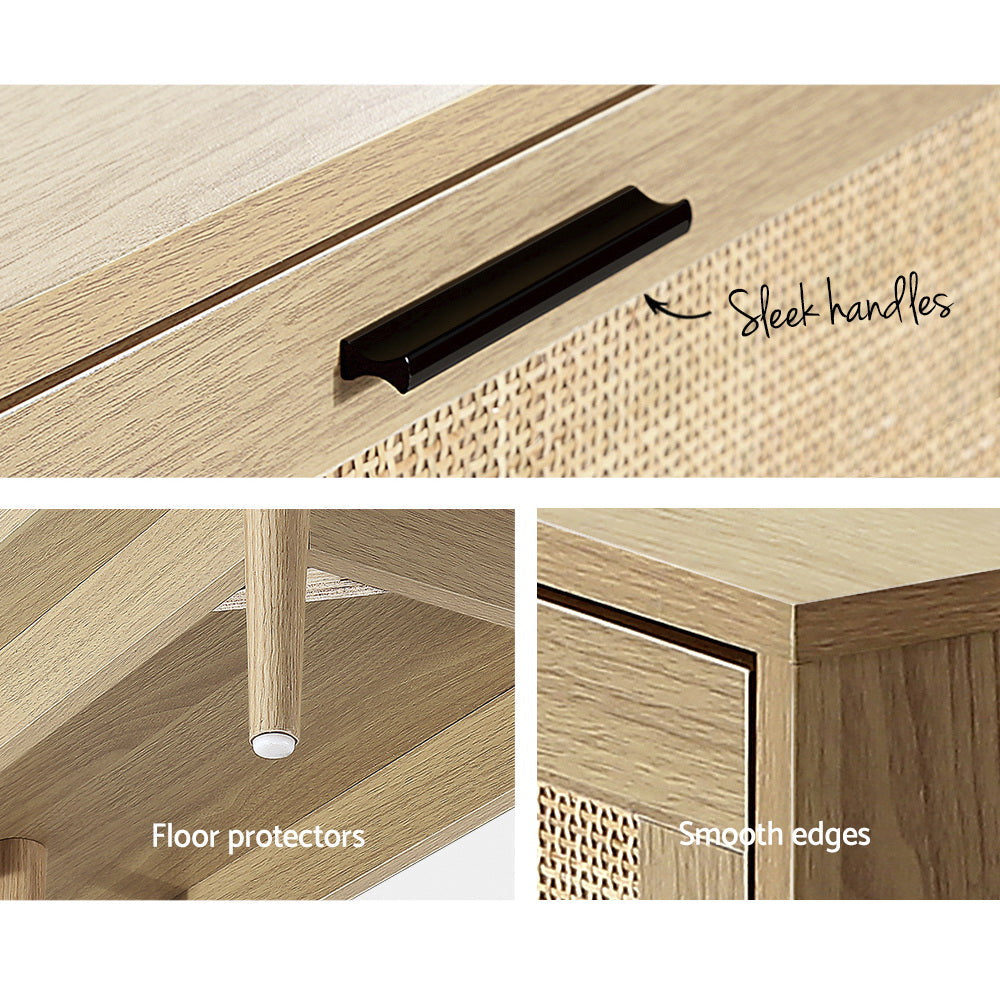 Artiss TV Cabinet Entertainment Unit Storage Cabinets Rattan Wooden 180CM-6