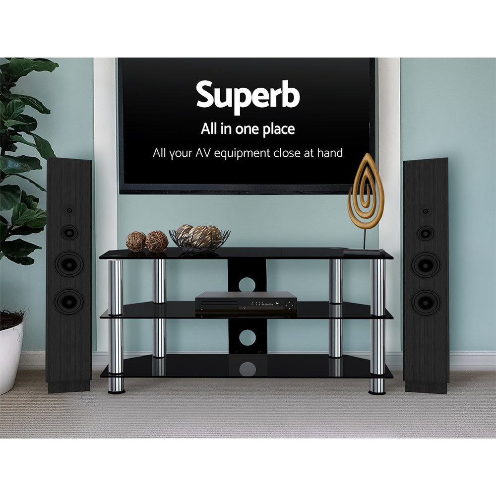 Artiss TV Stand Entertainment Unit Media Cabinet Temptered Glass 3 Tiers-3
