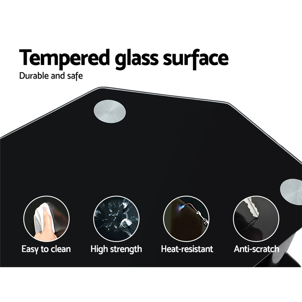 Artiss TV Stand Entertainment Unit Media Cabinet Temptered Glass 3 Tiers-4