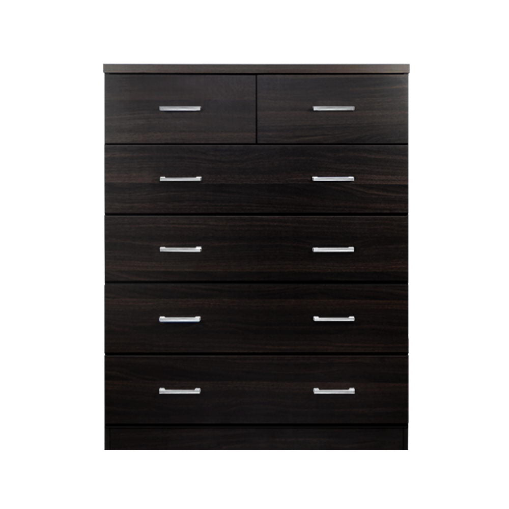 Artiss Tallboy 6 Drawers Storage Cabinet - Walnut-2