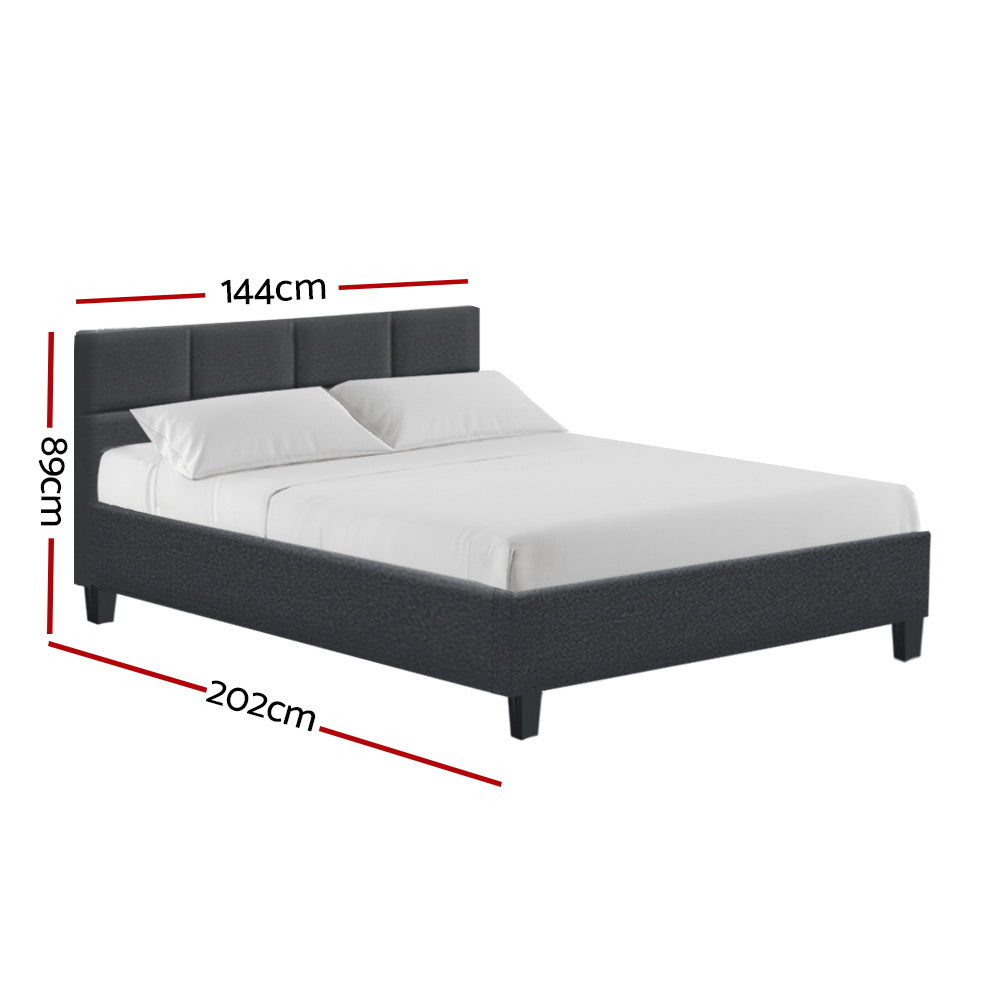 Artiss Tino Bed Frame Double Size Charcoal Fabric-1