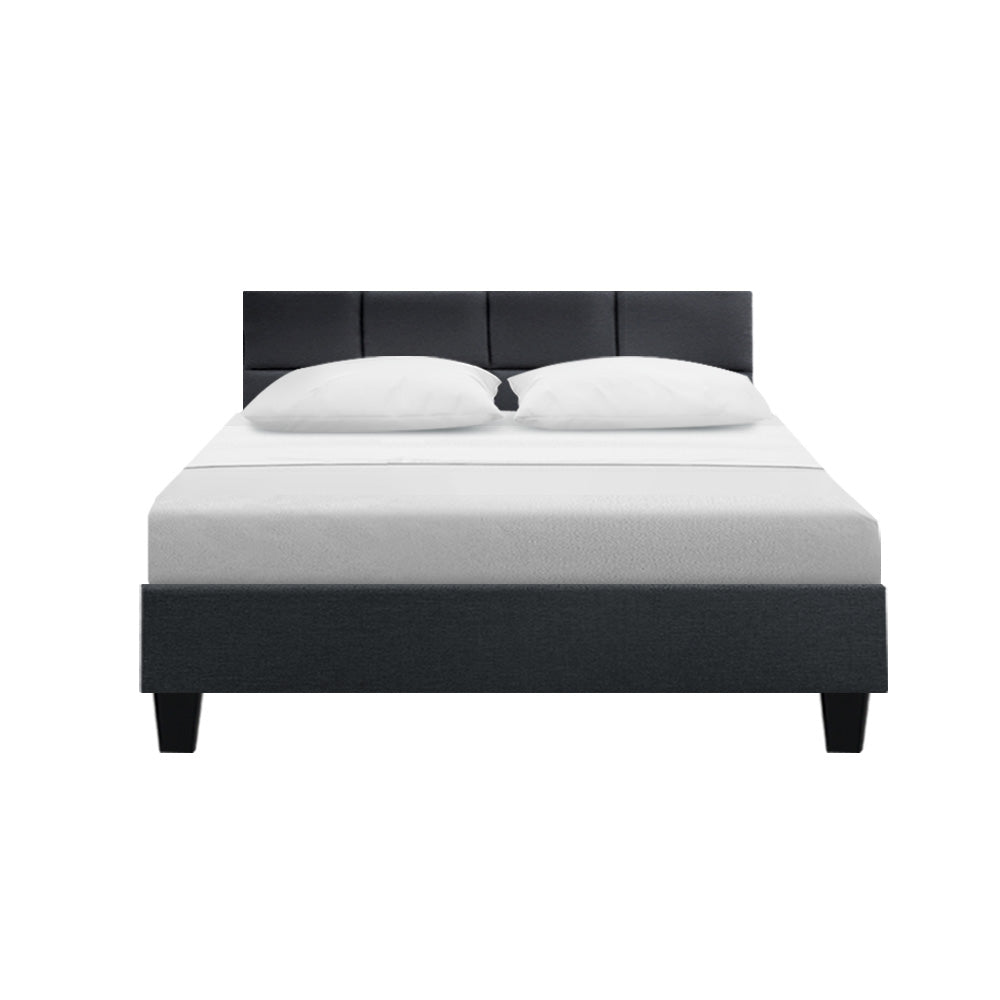 Artiss Tino Bed Frame Double Size Charcoal Fabric-2