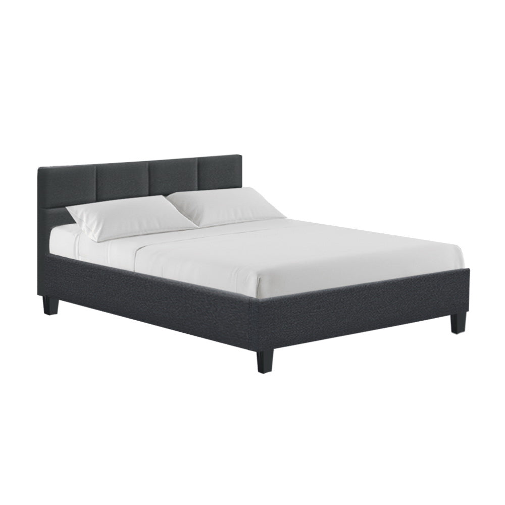 Artiss Tino Bed Frame Double Size Charcoal Fabric-0