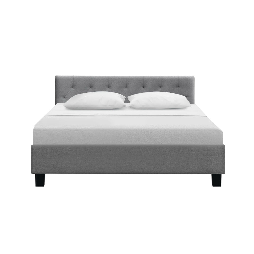 Artiss Vanke Bed Frame Fabric- Grey Queen-2