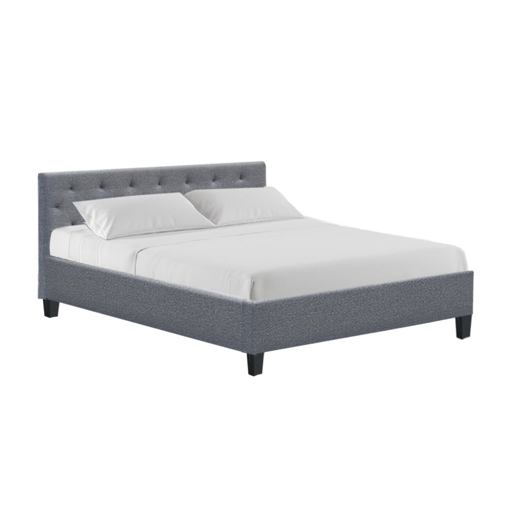 Artiss Vanke Bed Frame Fabric- Grey Queen-0