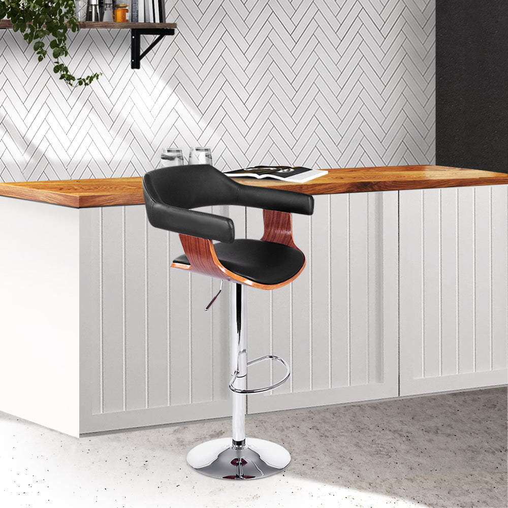 Artiss Wooden Bar Stool - Black and Wood-7