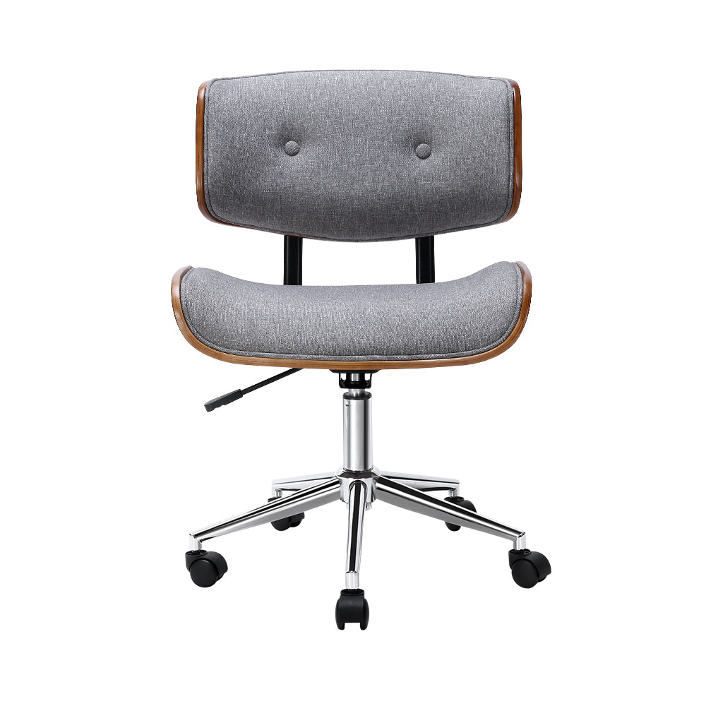Artiss Wooden Fabric Office Chair Grey-2